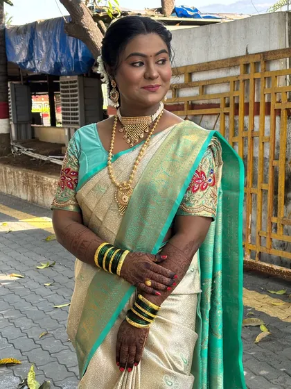 A close-up of the bride, showing her happiness and confidence.