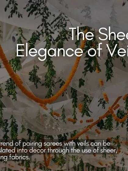 A decor idea inspired by celebrity weddings: translating the elegance of sheer veils into flowing, translucent fabrics for the venue.