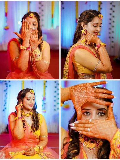 A collection of playful and candid moments from a Haldi and Mehendi shoot. I encourage brides to have fun, be themselves, and let their personalities shine through in the photos.