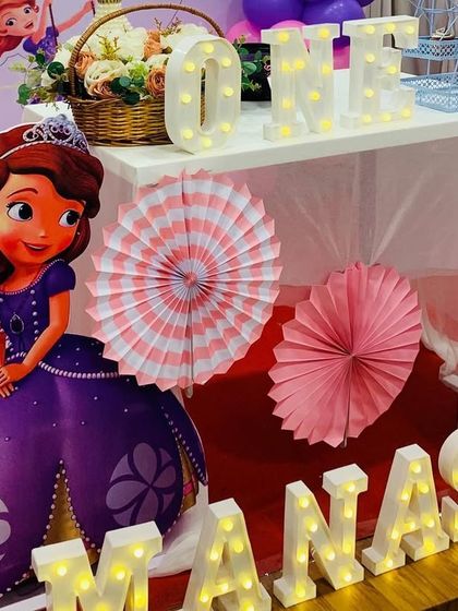 A close-up of the 'Sofia the First' theme, highlighting the marquee letters and detailed cutouts.