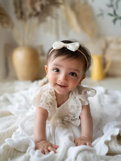 A perfect little crawler! This shot from a 6-month session captures that exciting new mobility and her adorable, happy face.