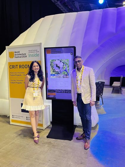 My team and I at the World Architecture Festival, presenting our design for the CIPLA Museum.