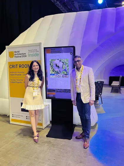My team and I at the World Architecture Festival, presenting our design for the CIPLA Museum.