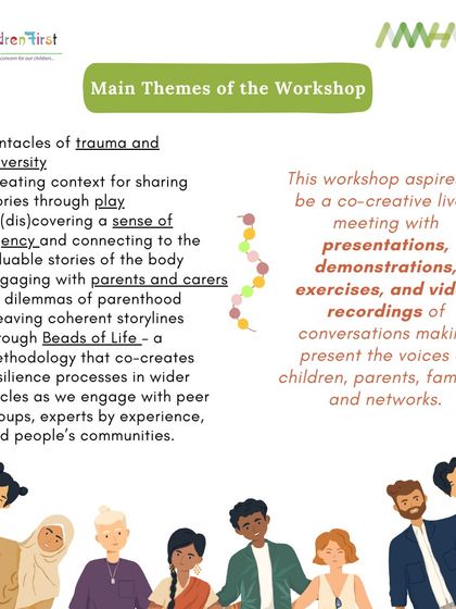 A look at the main themes of our trauma workshop, including understanding the tentacles of trauma, creating context for sharing stories through play, and weaving coherent storylines using the "Beads of Life" methodology.