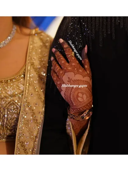 A professional photo of my beautiful bride's mehndi stain. The deep color looks absolutely stunning and photographs so well.