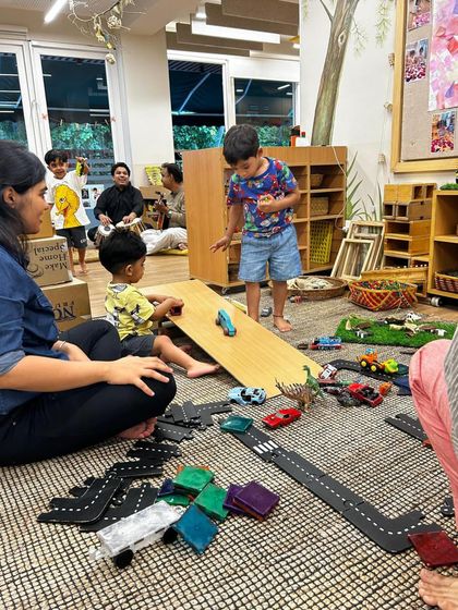 Glimpses from a Play Date event, where families experience our after-school program. Parents and children engage in pottery, culinary fun, and free play, showcasing the joyful, community-focused nature of our offerings.