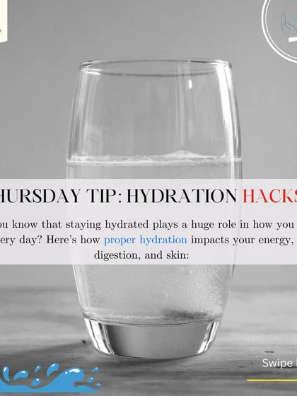 Staying hydrated is crucial for energy, digestion, and skin health. This series explains how drinking enough water helps transport nutrients, break down food, and maintain your skin's natural glow.