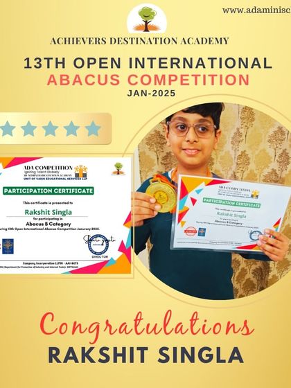 Achievers Destination Academy - Mental Math & Speed Calculation Our Star Achievers: Competition Winners & Graduates photo 33