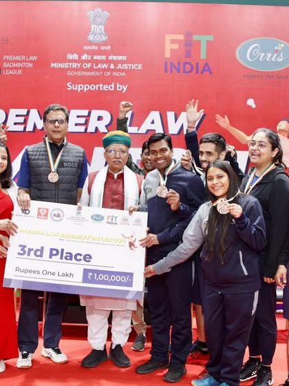 My team receiving the 3rd place prize at the Premier Law Badminton League from the Hon’ble Law Minister. A huge congratulations to them for their outstanding performance.