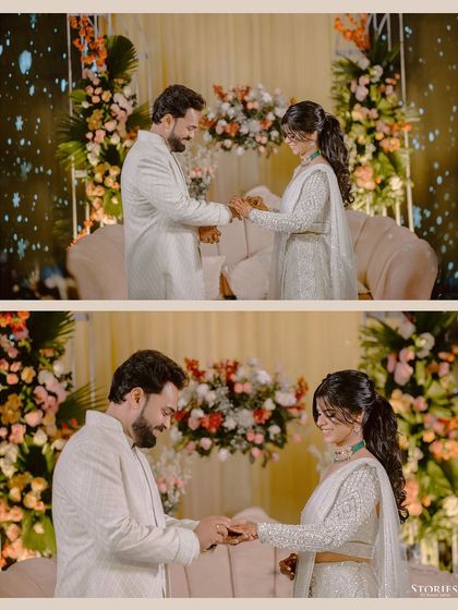 The ring ceremony, capturing the moment the couple officially gets engaged.