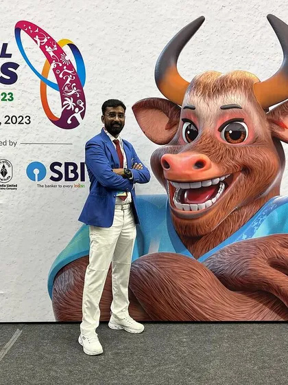 Posing at the official venue for the 37th National Games in Goa. These events bring together the best athletes from across the country, and I am proud to serve as an official.