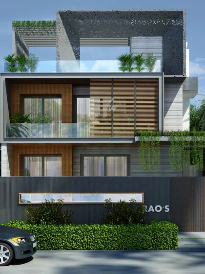 For this residence, we used a combination of wood cladding, expansive glass, and an integrated vertical garden. This approach softens the structure's modern lines and creates a private green oasis for the inhabitants.