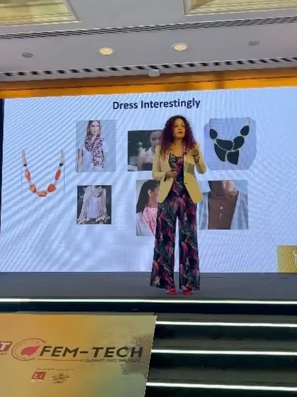 On stage at the ET Now Fem-Tech Summit, discussing how to 'Dress Interestingly'. I explained how accessories are not just add-ons but essential tools for expressing personality and elevating a simple outfit.