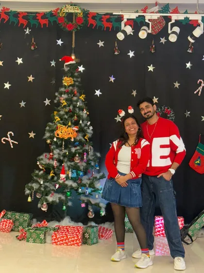 A merry moment captured by our Christmas tree. We love celebrating the holidays with our dance community.