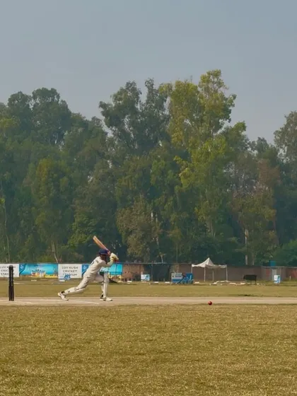 A powerful pull shot from the captain.