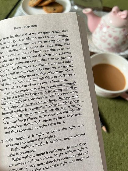 Enjoying tea while reading Pascal. His timeless observations on human nature and how our inner dialogue can become a roadblock to our potential are as relevant today as ever.