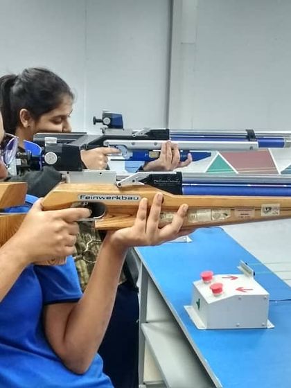 Another shot of our young rifle shooters, demonstrating excellent form and concentration. Early training helps develop lifelong skills in focus and discipline.