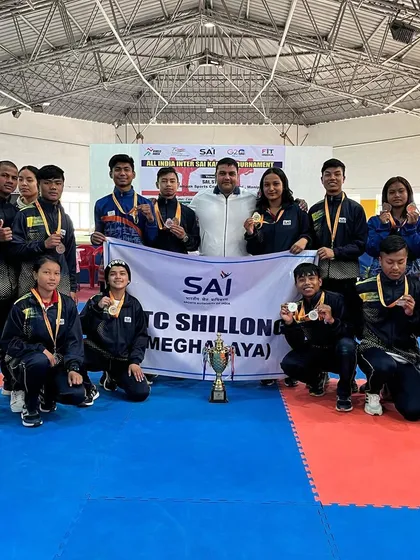 Feeling blessed to accept the Runner-Up trophy at the All India Inter SAI Karate Tournament. This achievement belongs to every single athlete on the team.