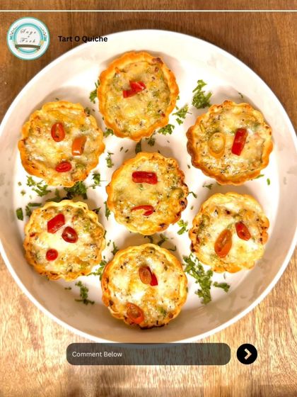 Our Tart o Quiche features a buttery crust with a creamy, savory filling, making it an unforgettable guilty food pleasure.