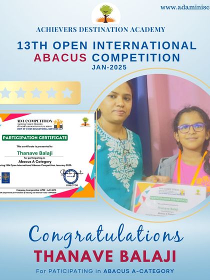 Achievers Destination Academy - Mental Math & Speed Calculation Our Star Achievers: Competition Winners & Graduates photo 14