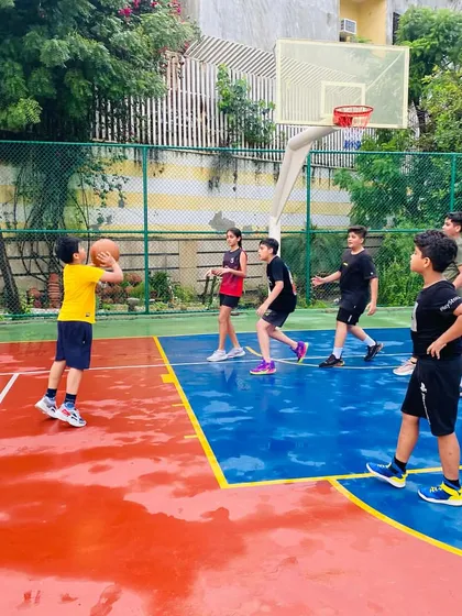 A young player takes a shot.