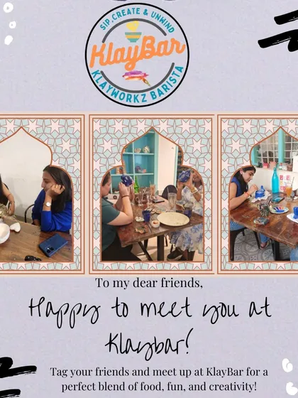 A warm invitation to you and your friends. These snapshots capture the fun and creative energy of groups enjoying their time painting and dining together at our cafe.