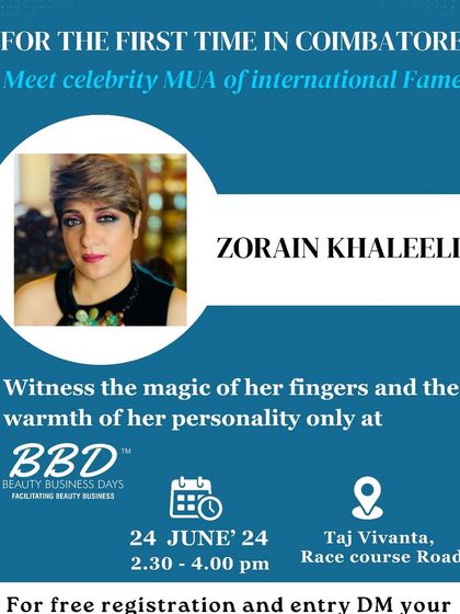 I'm excited to be a part of Beauty Business Days in Coimbatore. I love sharing my tips and tricks for bridal makeup with other professionals in the industry.