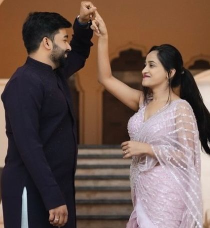 More images from engagement ceremonies and pre wedding shoots. This collection showcases a wide range of styles and color palettes, from playful and romantic to bold and regal, all custom designed for the couple's celebration.