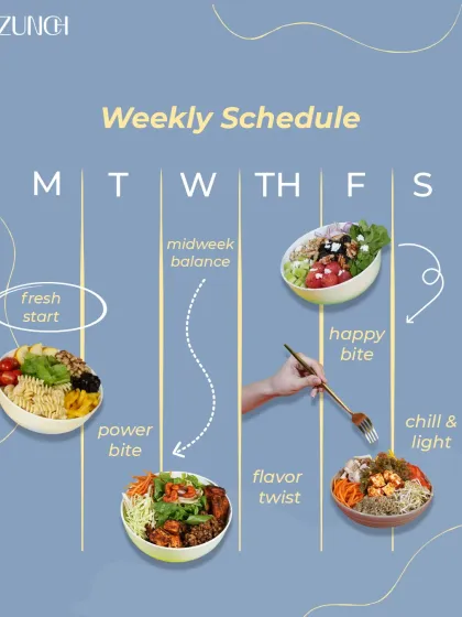 Your week doesn't require a rigid meal plan, it needs a mood plan. Our weekly schedule shows how you can enjoy a different flavour journey every day, from a fresh start to a flavour twist.