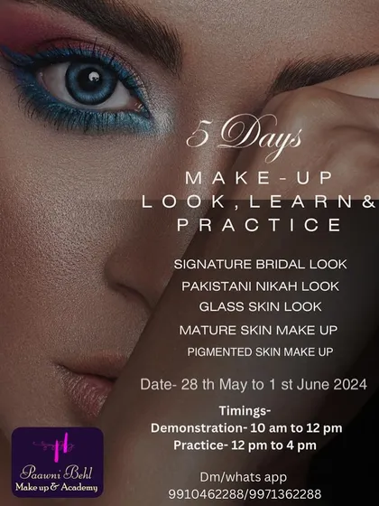 My 5-day offline workshop is perfect for anyone wanting to learn my signature looks. We cover everything from Bridal and Pakistani Nikah looks to Glass Skin and techniques for mature skin. DM to register!