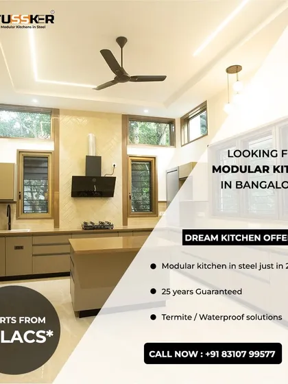 Looking for a modular kitchen in Bangalore? I offer a complete solution with a 25-year guarantee, termite and waterproof features, and a fast 20-day installation, with projects starting from 3.5 Lacs.