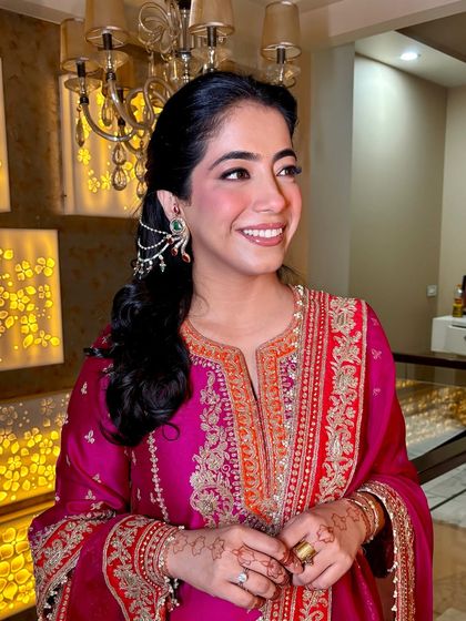 A beautiful, happy shot of Tanisha at her Roka. This no-filter photo shows her radiant skin and the soft, natural makeup look.