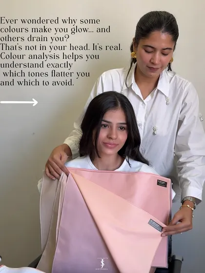 Ever feel like a certain color just drains you? That’s not in your head, it’s real. Here, I'm using different shades of pink to demonstrate how subtle shifts in tone can either wash a person out or give them a healthy glow. This draping technique is the foundation of discovering your unique color palette.