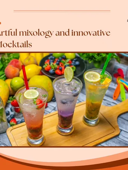 This graphic showcases our innovative mocktails and artful mixology. We create refreshing and visually appealing non-alcoholic beverages that are a highlight of any celebration.