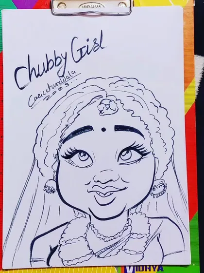A caricature of a "Chubby Girl" in traditional dress. I think she looks beautiful.