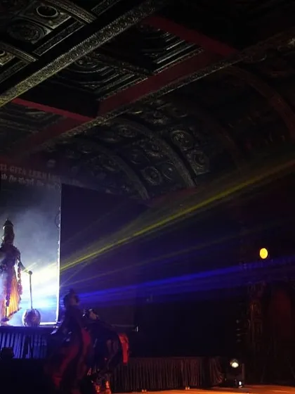 The grand scale of our production at Rajangana, Udupi. The combination of a large stage, professional lighting, and digital projections creates a truly spectacular experience.