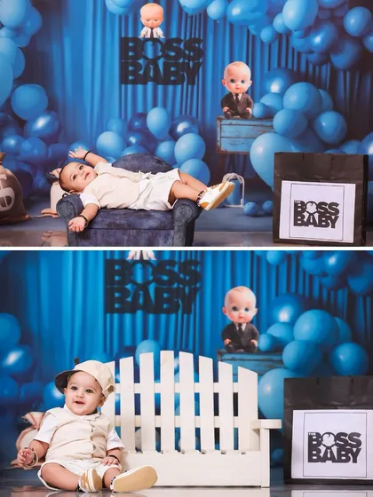 Who's the boss? This 'Boss Baby' themed photoshoot is full of fun and attitude, with a custom backdrop and props to make your little one the star of the office.