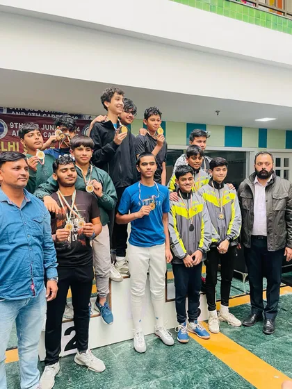 A huge group of our U-14 and U-18 boys celebrating their victories at the Delhi State Fencing Championship. The future is bright.