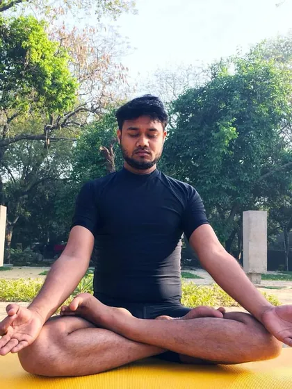 Finding stillness in Padmasana (Lotus Pose) allows you to gain perspective. I encourage you to pause, close your eyes, and look within yourself without judgment. Your intuition speaks loudest in these quiet moments.