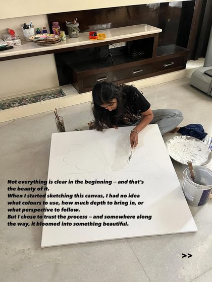 Not everything is clear in the beginning. When I started sketching this canvas, I had no idea what colors or depth to use. I chose to trust the process, and it bloomed into something beautiful.