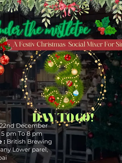 Three days until 'Under the Mistletoe'. This poster announces the start of the countdown to our special holiday event for singles.