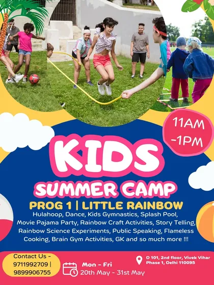 Join Program 1 of our summer camp, 'Little Rainbow'! A two-week session filled with colorful crafts, science experiments, and a splash pool party.