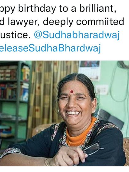 Sudha Bharadwaj is a brilliant and kind lawyer deeply committed to justice. Her continued detention is a travesty, and I will continue to raise my voice for her release.
