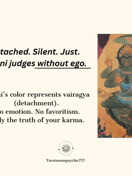 Shani judges without ego. His color represents 'vairagya' or detachment. There is no emotion or favoritism, only the pure, unadulterated truth of your karma.