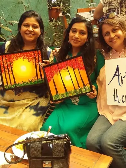 Friends finding joy and peace together in my studio. This picture says it all, "Art is therapeutic." It’s a simple truth I see every day as people take a break from their busy lives to connect with themselves and each other through painting.