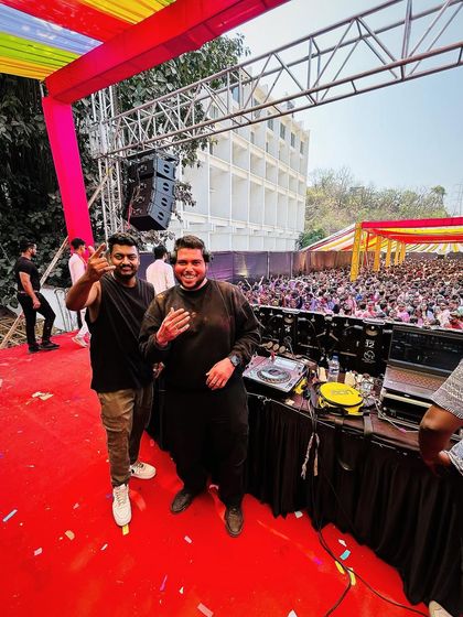 Posing for a quick shot on stage at the Boom Color Festival. The energy from a crowd this big is just incredible.