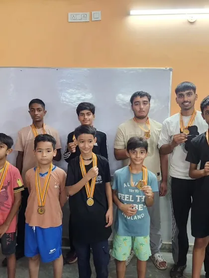The victorious young boxers from our academy. Each medal represents countless hours of training, sweat, and dedication.