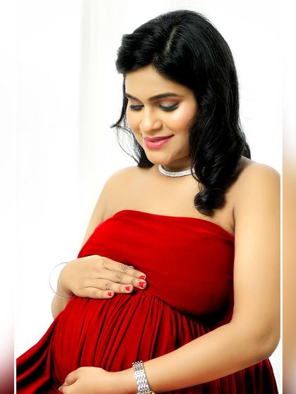 A series of solo portraits showcasing the vibrant and dramatic red gown from my client closet, styled in different ways from regal to romantic.