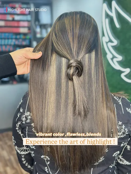 Experience the art of the highlight. This close up shows the vibrant color and flawless blending we achieve with our custom techniques.