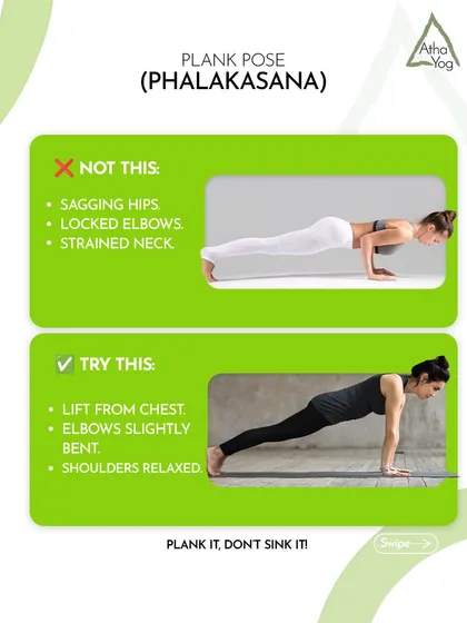 To be a good teacher, you must first be a good student. A core part of our teaching is focusing on correct alignment. This guide shows the common mistakes in Plank Pose (Phalakhasana), like sagging hips, and how to correct them by lifting from the chest and keeping the shoulders relaxed. We believe these small adjustments make a big difference in building a safe and strong practice.